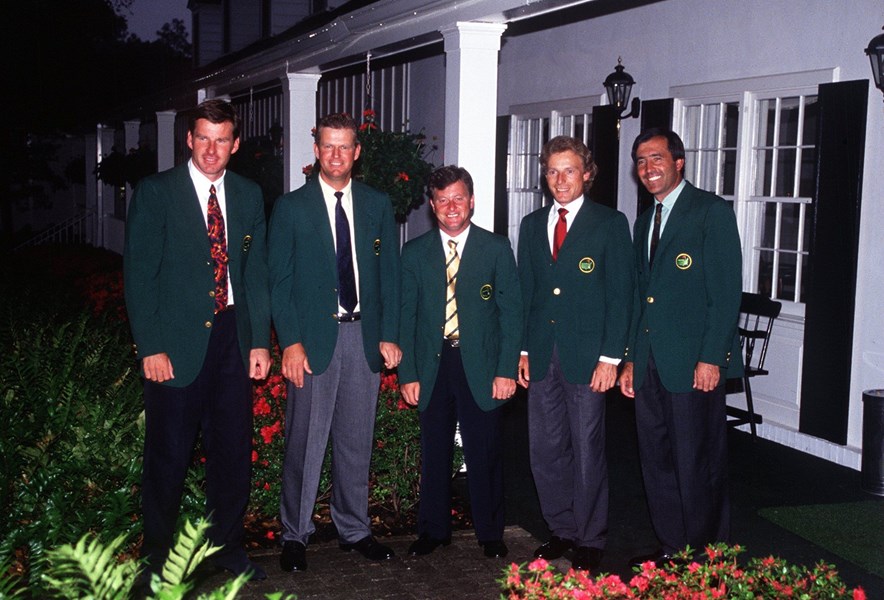 NICK FALDO OF ENGLAND, SANDY LYLE OF SCOTLAND, IAN WOOSNAM OF WALES, BERNHARD LANGER OF GERMANY AND SEVE BALLESTEROS OF SPAIN