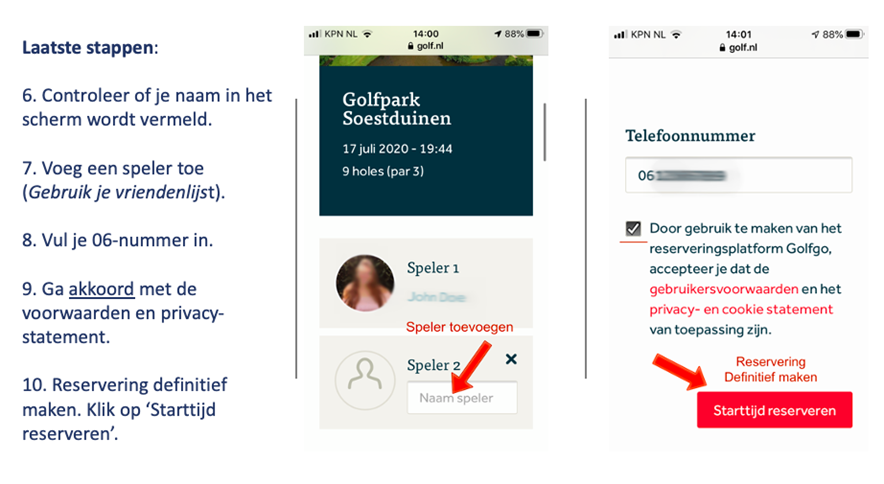 Starttijden golfgo afronden reservering app golfnl