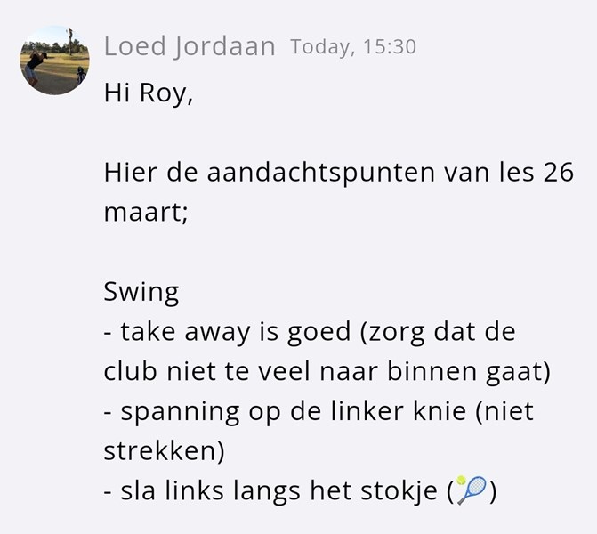 Roys aandachtspunten na les van 26 maart