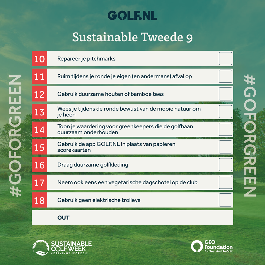 Scorekaart zelf duurzaam zijn op de golfbaan - tweede negen holes