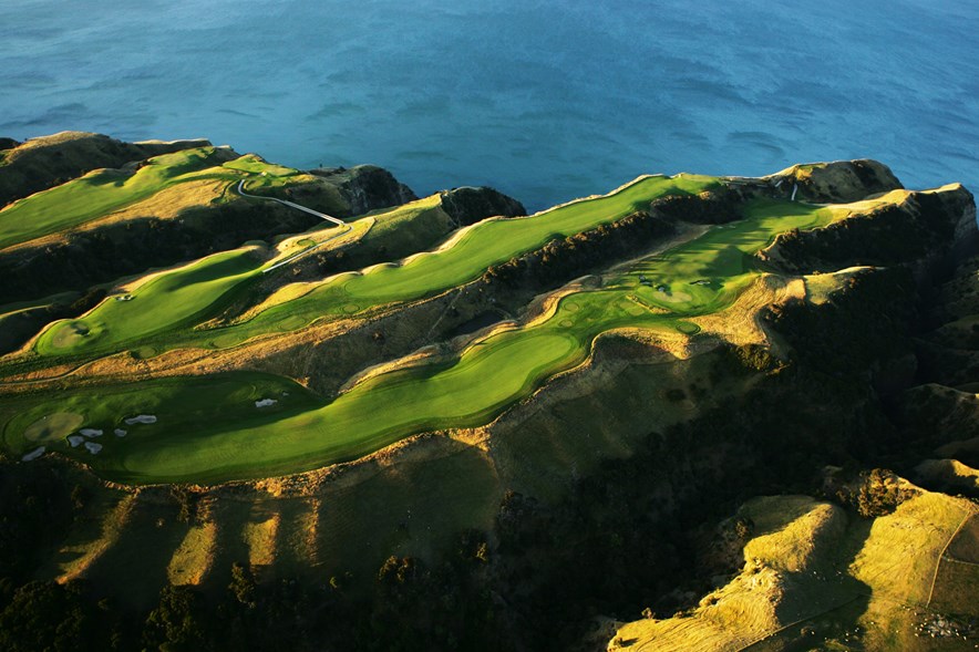 Luchtfoto Cape Kidnapers Nieuw-Zeeland golfbaan