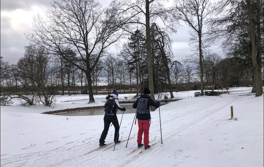 Langlaufen iop de golfbaan Noord-Nederlandse