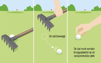 Golfregels: bal tegen hark