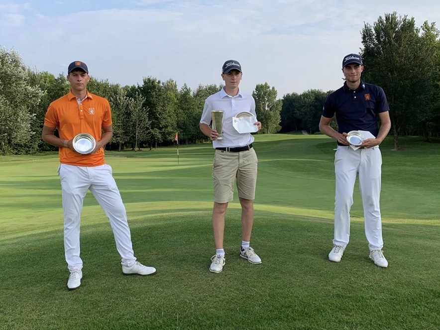 Het podium van de NK Strokeplay heren 2020 op Hotrak