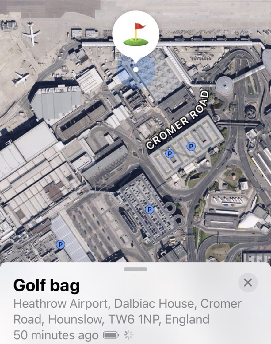 airtag in je golftas op vakantie