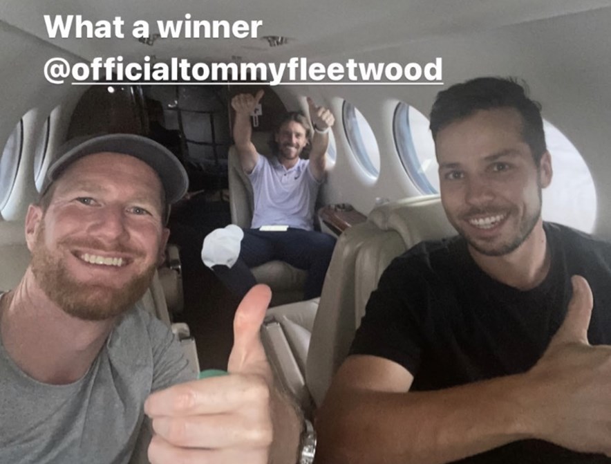 Wil Besseling Tommy Fletwood en caddie Martijn van Oosterhout