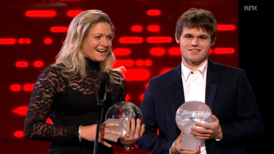 Magnus Carlsen en Suzann Pettersen in 2014