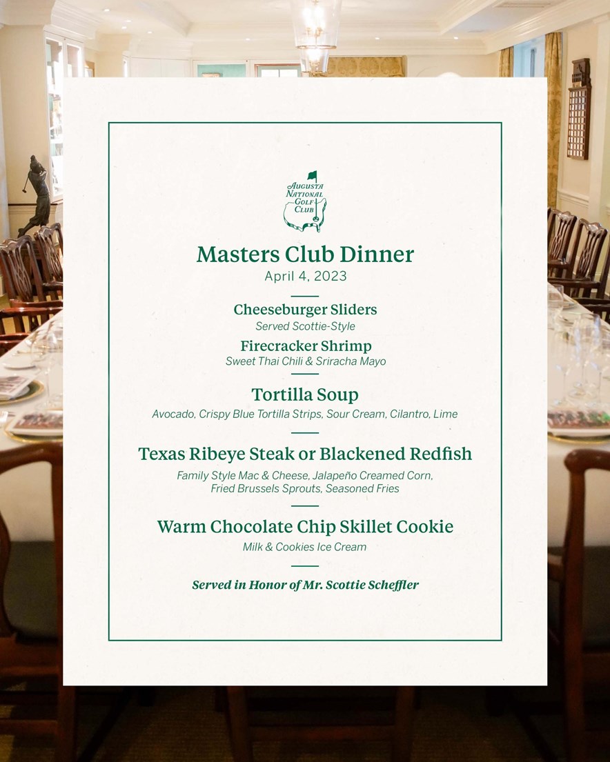 masters menu scottie scheffler