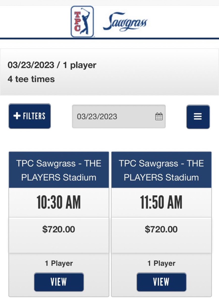 Green fee TPC Sawgrass