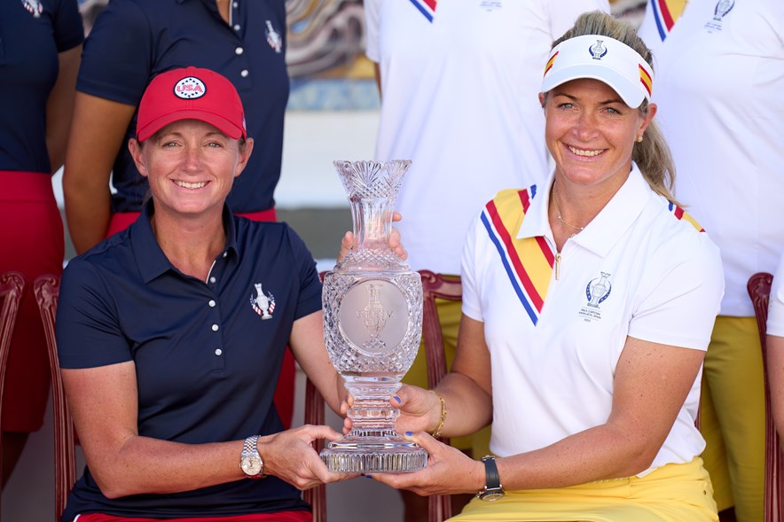 De topgolfsters Stacy Lewis en Suzann Pettersen, captains tijdens de Solheim Cup 2023 op Finca Cortesin