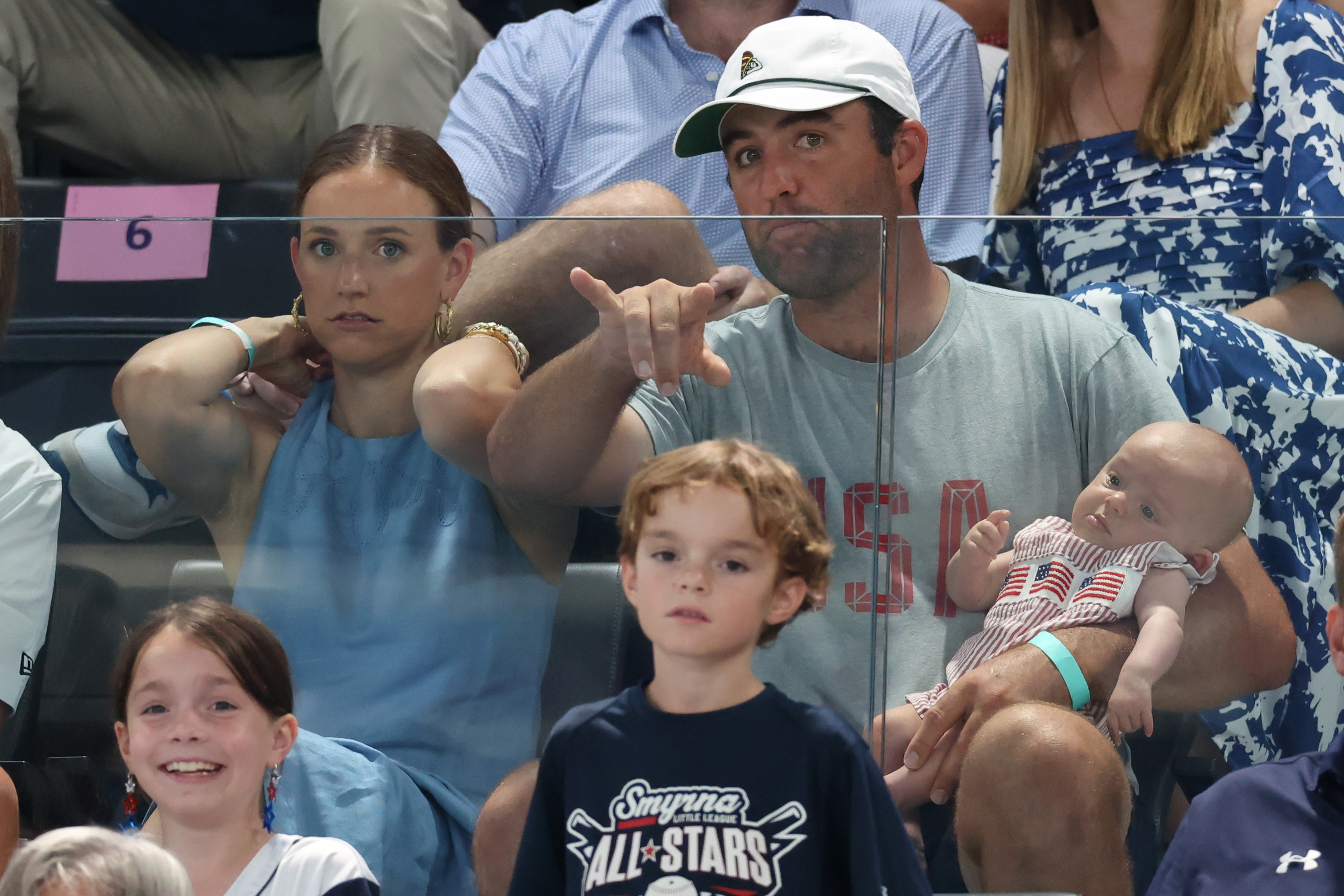 Scottie Scheffler bij het turnen op de Olympische Spelen