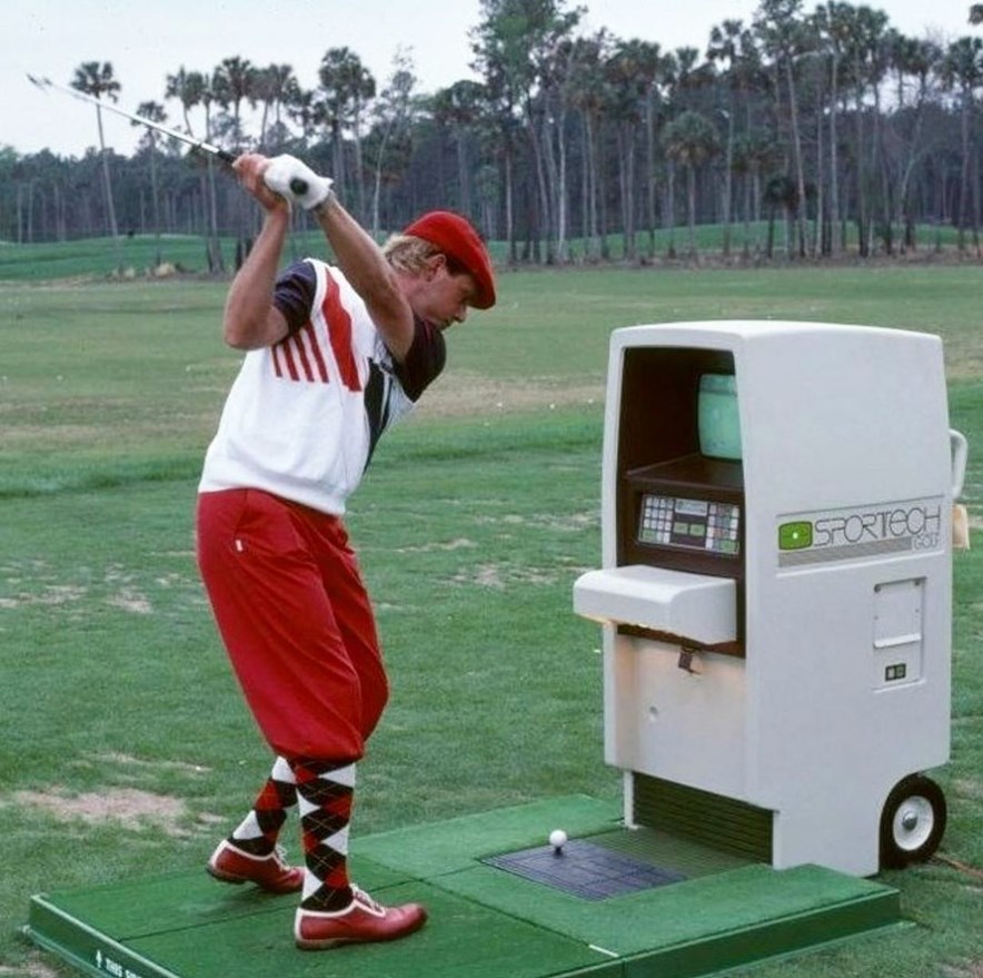 Payne Stewart met de Trackman uit de jaren 80