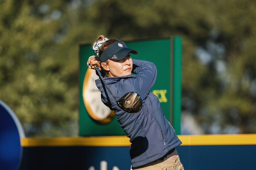 Nelly Korda in de oefenronde van de Solheim Cup