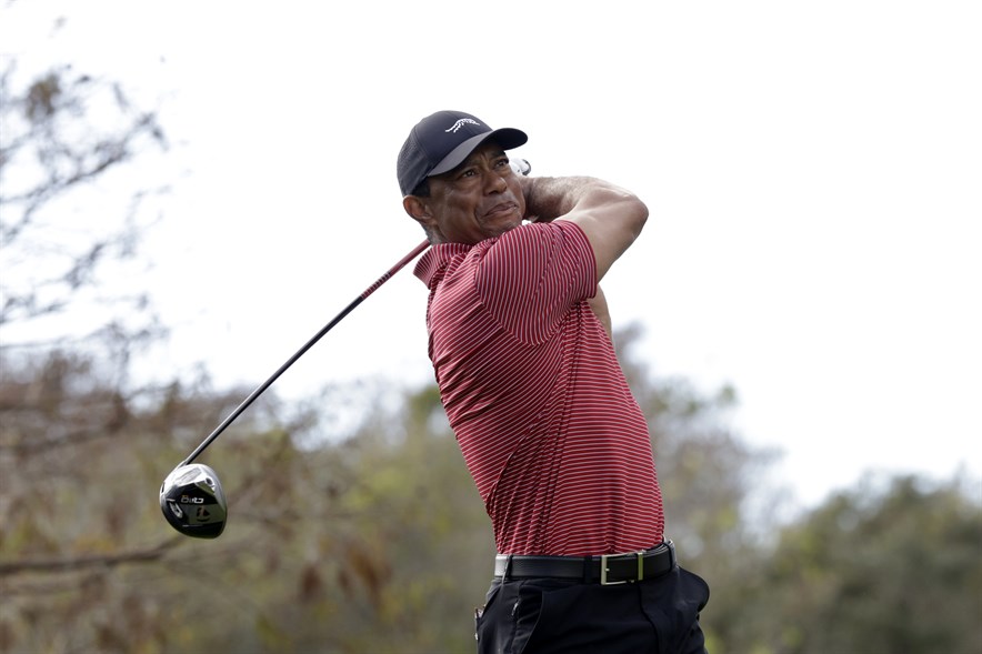 De Amerikaanse golflegende Tiger Woods tijdens het PNC Championship van 2024