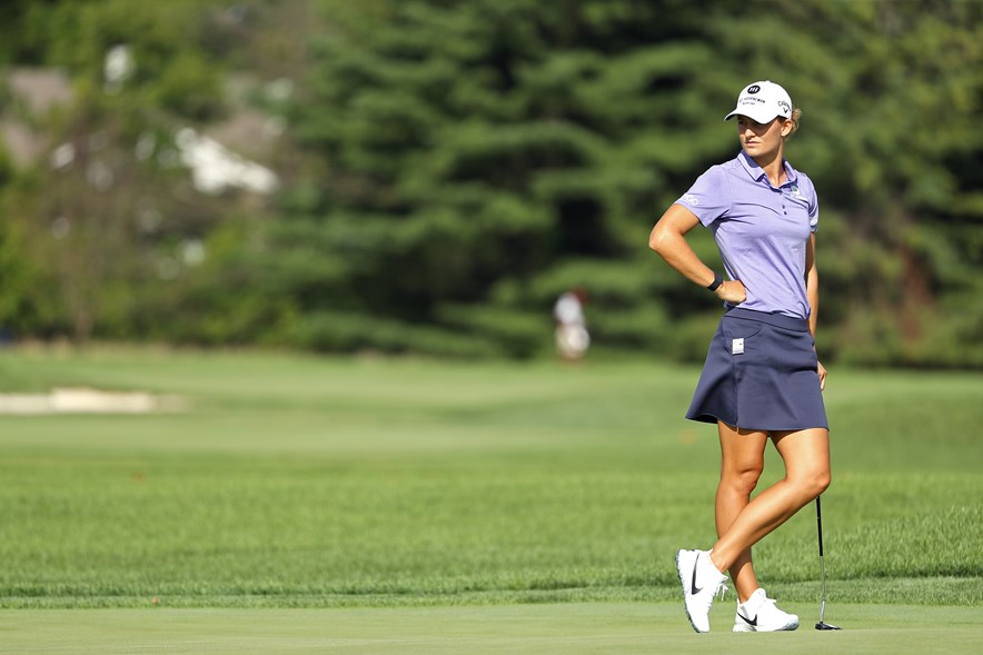 De Nederlandse topgolfster Anne van Dam tijdens het Drive On Championship in Ohio