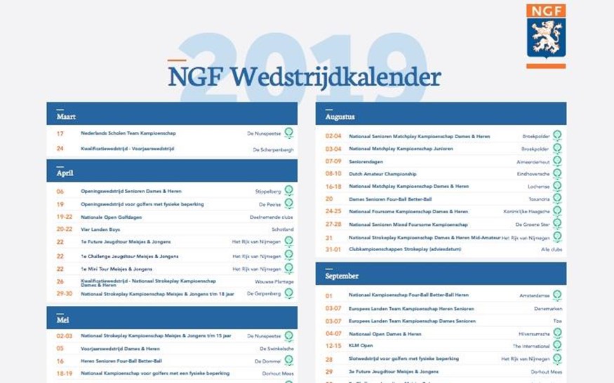 NGF Wedstrijdkalender 2019