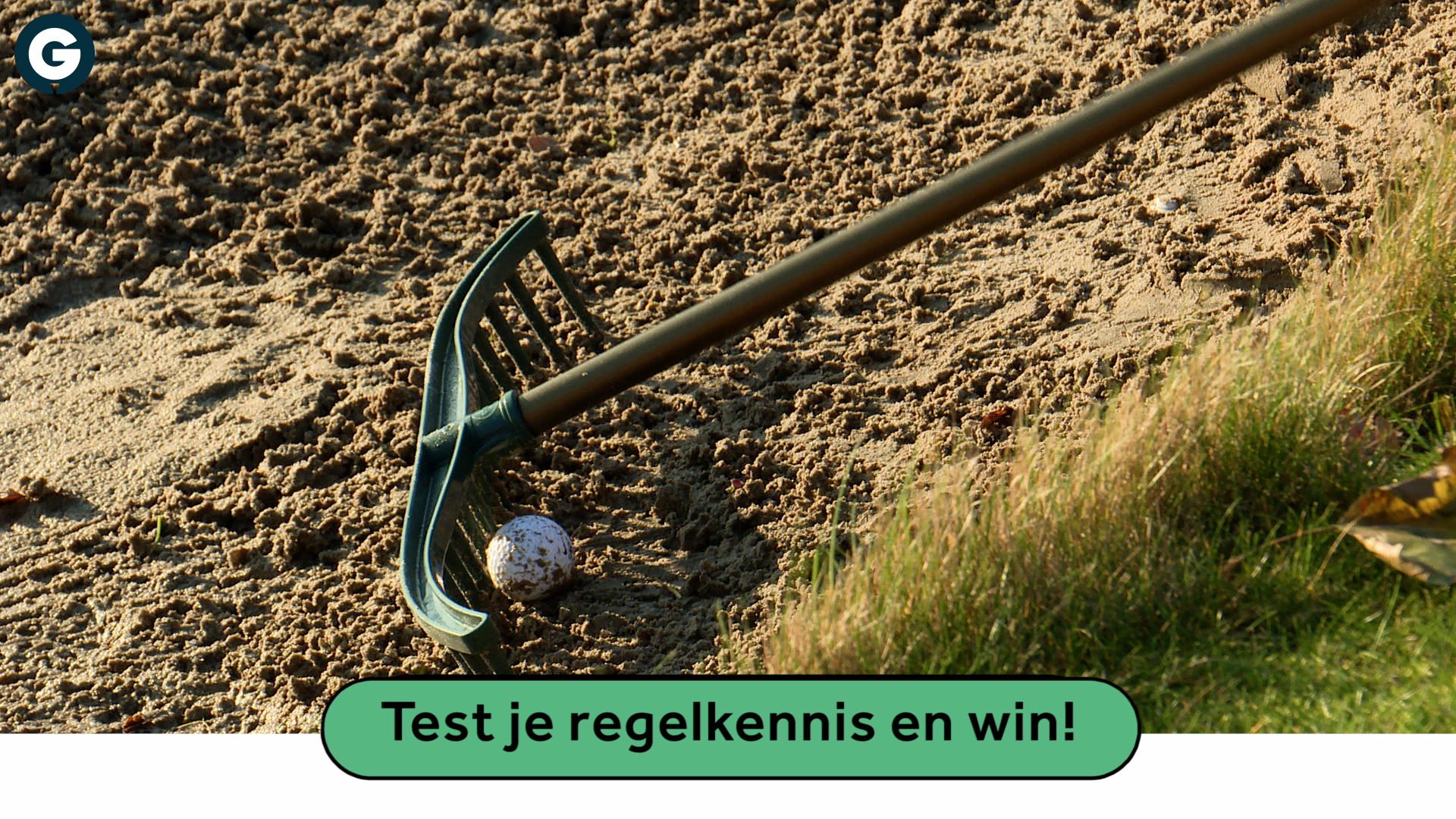 golfregels bal tegen hark in bunker