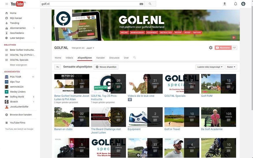 YouTube Golf.NL